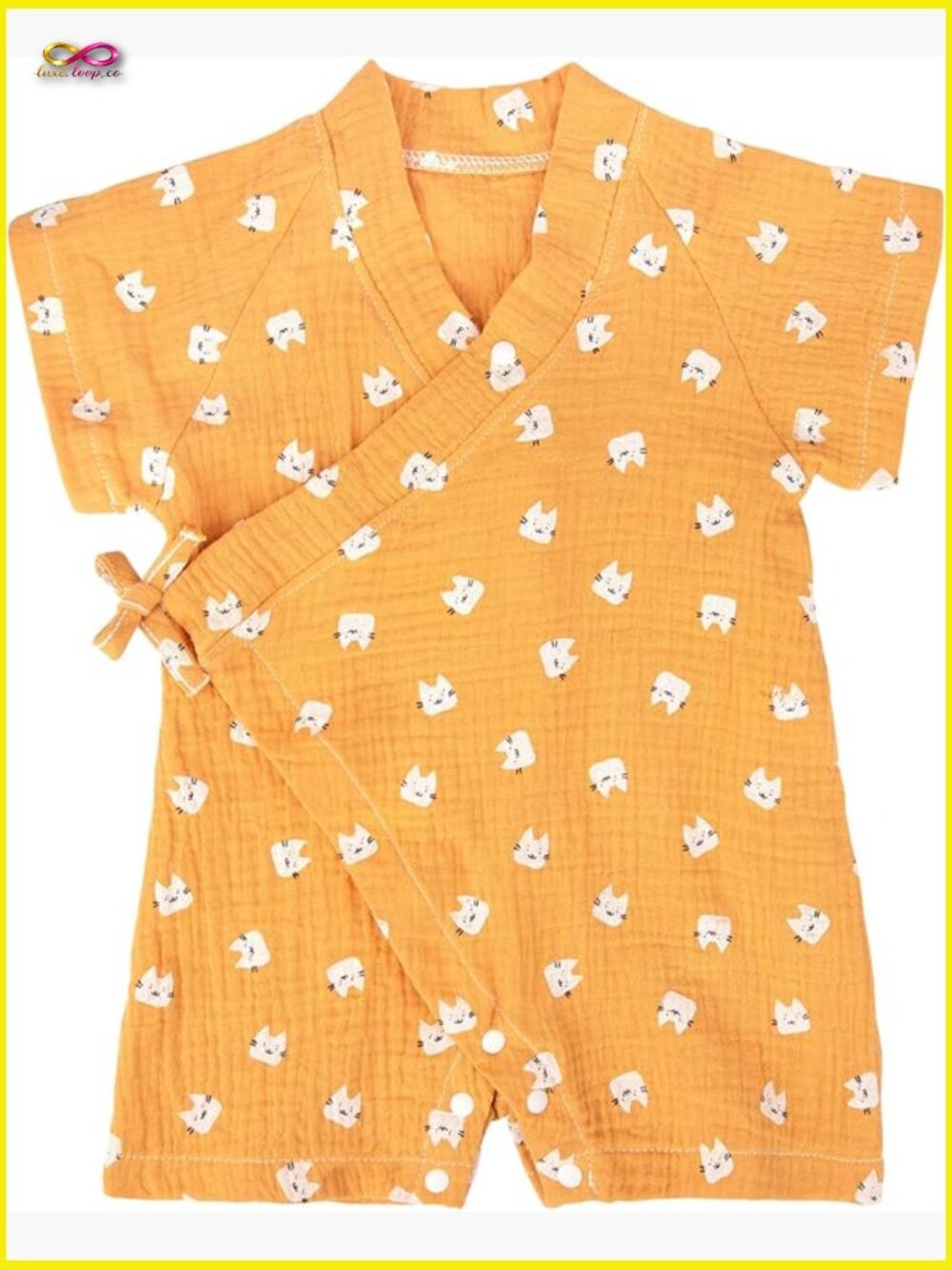 Baby Kimono Robe Romper Japanese Cotton Pajamas Newborn Infant Sleepwear Snap